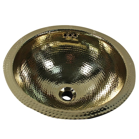 Nantucket Sinks 13 Inch Hand Hammered Brass Round Undermount Bathroom Sink, Brass With Overflow ROB-OF